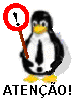 Pinguim com placa de atenção